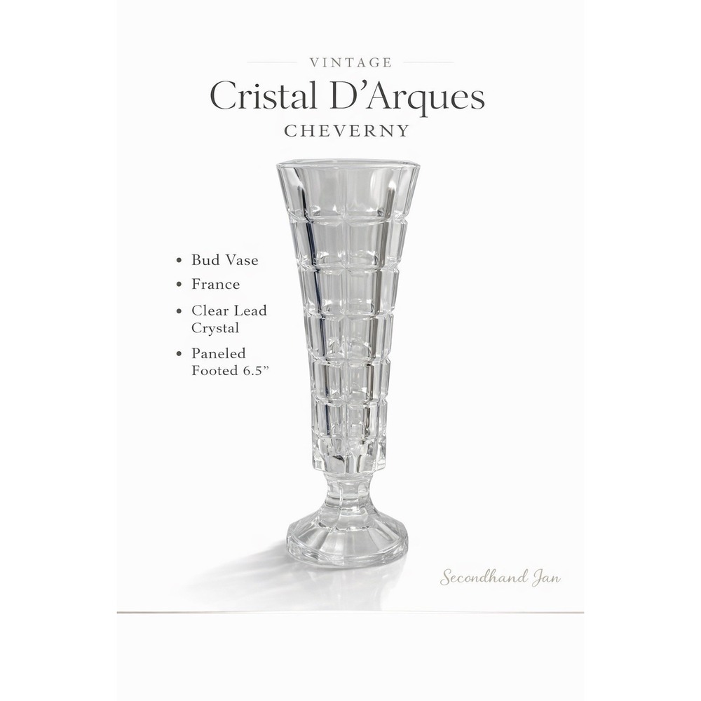 Vintage Crystal D'Arques Cheverny Bud Vase France Clear Lead Crystal Footed 6.5"